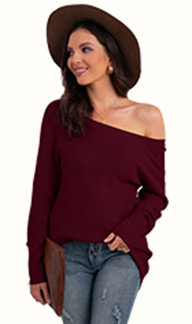 Long Sleeve Boat Neck Criss Cross Back Sweater Wine Red NWT Size M